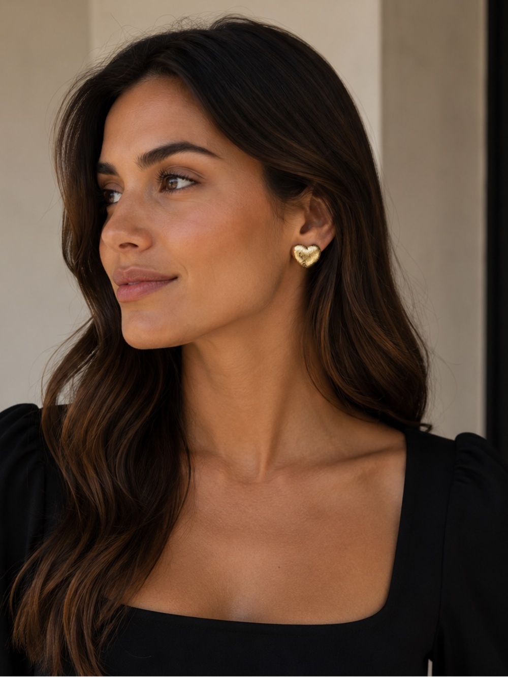 Gold Heart Stud Earrings - 24k plated Jewelry